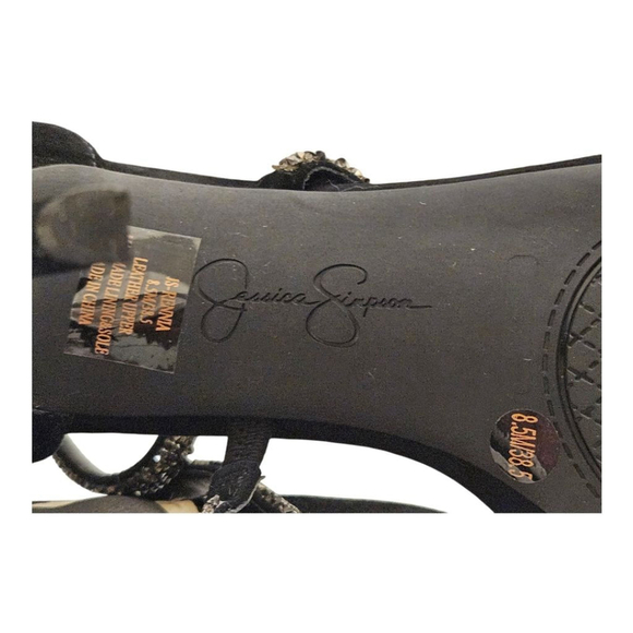 Jessica Simpson Heels Size 8.5 Black Silver Ankle Strap Shoes - Picture 6 of 8